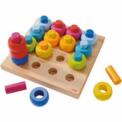 HABA Jeu à enficher Anneaux multicolores, Blocs d’empilage, 2 an(s), Hêtre, 32 pièce(s), 1,03 kg