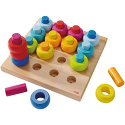 HABA Jeu à enficher Anneaux multicolores