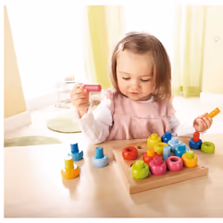 HABA Jeu à enficher Anneaux multicolores