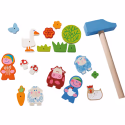 HABA Jeu de clous Meuh & Mêêh, 3 an(s), Hêtre, Multicolore