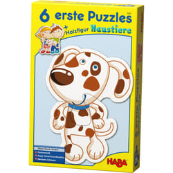 HABA 3902 - 6 Erste Puzzles, Haustiere, Puzzle mit 6 niedlichen Tiermotiven für Kinder ab 2 Jahren, mit Holzfigur zum freien Spiel