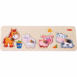 HABA Puzzle Les petits des animaux de la ferme, 1 an(s), Contre-plaqué, Bois