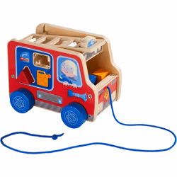 HABA Figurine à tirer Camion de pompiers, 12 mois, Multicolore, 607 g