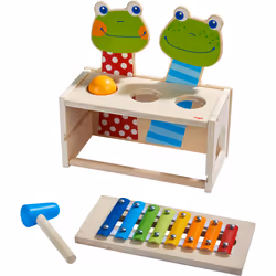 HABA Banc à marteler musical Concert de grenouilles, Ensemble de jouets de musique, 2 an(s), 1,37 kg, Multicolore