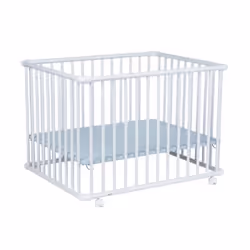 Parc Bébé En Bois Blanc À Roulettes - GEUTHER - Belami - 76x97 Cm - Bois - Blanc - Enfant - Mixte