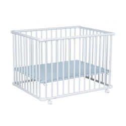 Parc Bébé En Bois Blanc À Roulettes - GEUTHER - Belami - 76x97 Cm - Bois - Blanc - Enfant - Mixte