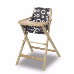 Geuther Chaise haute pliante Traveller, Chaise haute traditionnelle, Gris, Blanc, Bois, Motif, 3 points, 15 kg, 6 mois