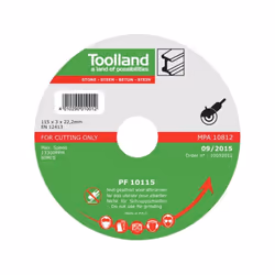Toolland PF20115, Disque de coupe, pierre, 2,22 cm, 11,5 cm, 3 mm, 80 m/s