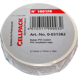 Cellpack - Rouleau ruban adhésif 10m x 15mm - Blanc