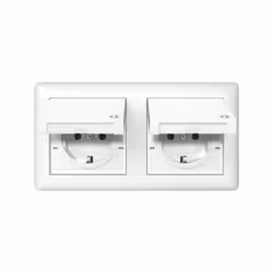 Description GIRA 415803 Double prise avec cadre et couvercle rabattable IP44