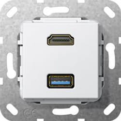 GIRA 4847133 prise de courant HDMI + USB A Blanc