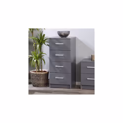 La présence de ce chiffonnier 4 tiroirs gris foncé ROSSI propose un décor moderne et pratique pour votre foyer. C'est un mobi ...