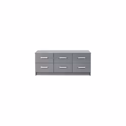 Ce buffet bas 6 tiroirs gris foncé ROSSI sera désormais le meuble principal pour décorer votre salle à manger avec originalit ...