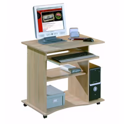 Bureau compact à roulettes - Durini - Desserte informatique en bois - Livraison gratuite