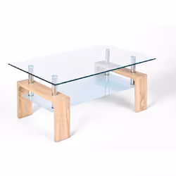 Table basse rectangulaire - Double plateau en verre - Livraison gratuite