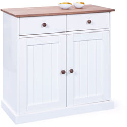 Buffet 2 portes et 2 tiroirs en pin blanc et naturel - maine