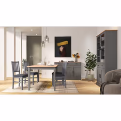 Inter Link Commode 3 portes et 3 tiroirs Oak Colori Bois massif Chêne gris laqué