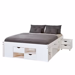 Inter Link Lit fonctionnel TILL 140x190 Blanc Bois massif