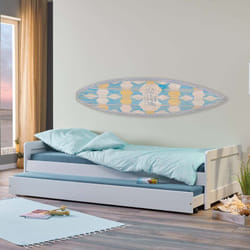 Lit gigogne 90x190 cm en pin massif blanc