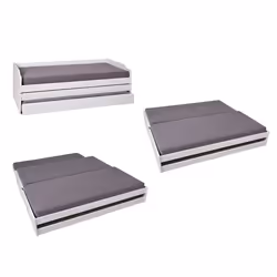 Inter Link Lit gigogne LOTAR 90x200 Blanc Bois massif
