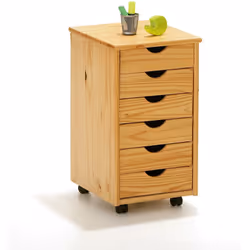 Commode 6 tiroirs en pin massif finition naturelle