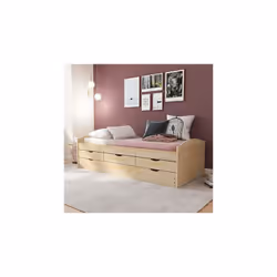 Lit gigogne 90x200 cm en pin massif naturel - CHAMBERY