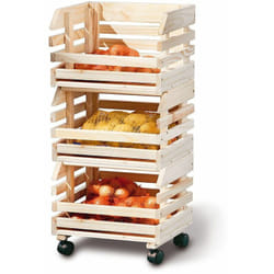 Caisses à fruits sur roulettes - Rangement en bois massif empilable - Livraison gratuite