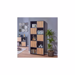 Gagnez en espace tout en illuminant votre déco intérieure avec cette belle bibliothèque 5 portes gris et chêne . Grâce à sa f ...