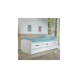 Lit avec rangements 90x200 cm en pin massif blanc - chambery