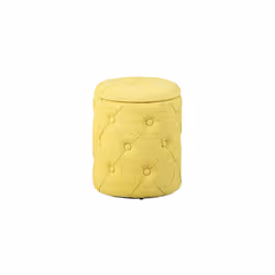 Disposant d'un espace de rangement capitonné jaune, ce magnifique pouf saura vous séduire de par son aspect moderne en polyes ...