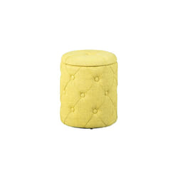 Les Tendances - Pouf avec rangement 34x34x40 cm capitonné jaune