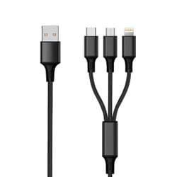 2GO 797153 câble USB 1,5 m USB B USB C/Micro-USB B/Lightning Noir