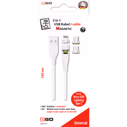 2GO 797317 câble USB 1 m USB B USB C/Micro-USB B/Lightning Blanc