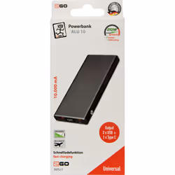 2GO 797517 banque d'alimentation électrique 10000 mAh Noir