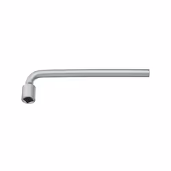 Clé coudée à douille 4 pans, Cote s/plats : 10 mm, Longueur 175 mm - Chromé mat - Surface antidérapante et anti-reflet - Acie ...