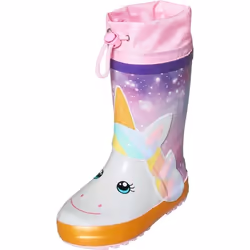 Bottes de pluie bébé fille - PLAYSHOES - Unicorn - Caoutchouc naturel - Réflecteurs - Rose clair