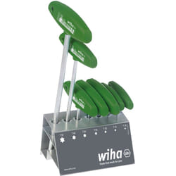 Wiha - Jeu de clés mâles avec manche en t torx®, 7 pcs, chromées mat dans le support d'établi (01348)