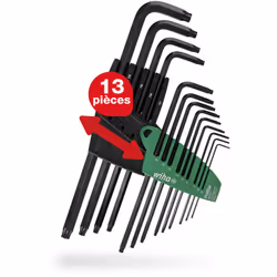 Wiha 24852, Clé torx en L, T10, T15, T20, T25, T27, T30, T40, T5, T50, T6, T7, T8, T9, Noir, Sulfate de chondroïtine, Plastiq ...