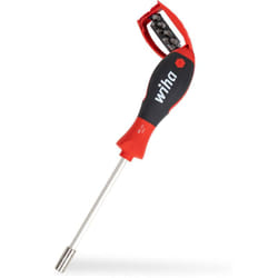 Wiha - Tournevis porte-embout avec magasin d'embouts Mélangé avec 8 embouts, 1/4' sous blister (33007)