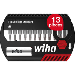 Wiha - Jeu d'embouts FlipSelector 13 pièces i Avec clip de ceinture i Standard 25 mm torx® i Porte-embout magnétique i Ouverture par pression sur un
