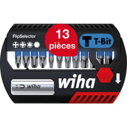 Wiha Jeu d'embouts FlipSelector 13 pièces I Embout T 25 mm, PH, PZ, TORX, Six pans 1/4" C6,3 I Adapté aux visseuses à impact & à percussion (41826)