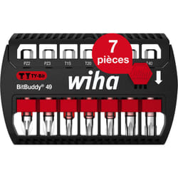 Wiha - Jeu d'embouts BitBuddy 7 pièces i Embout ty 49 mm i pz, torx 1/4' E6,3 i Accessoire pour applications de vissage i Adapté aux visseuses à