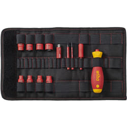 Wiha - Jeu de tournevis et de douilles pour clés à douille 1/4' slimVario® electric jeu mixte de 14 pcs y compris trousse repliable (43467)