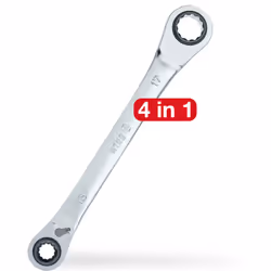 4 EN 1 : la clé à cliquet possède deux profils de chaque côté (10, 13, 17, 19 mm). Le multi-cliquet est ainsi un outil 4 en u ...
