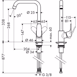 Hansgrohe 31820000 robinet Chrome
