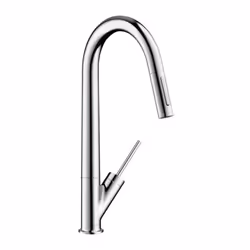 Axor Starck Mitigeur cuisine avec douchette bec orientable sur 2 niveaux 110° ou 150° jet normal et jet pluie jet de douche b ...