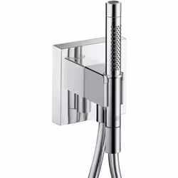 Ensemble de douche murale avec support comprend des rosaces métalliques et une douchette tube avec 2 types de jet flexible de ...
