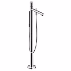 Mitigeur de baignoire à monter au sol, avec accessoires bec 264 mm finition chromée jet normal et jet de douche débit 20 l/mi ...