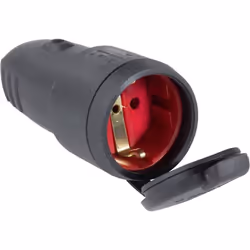 AS Schwabe 60415 Fiche électrique femelle avec terre caoutchouc 230 V noir IP44