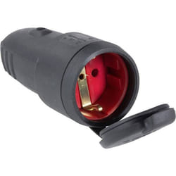 AS Schwabe 60415 Fiche électrique femelle avec terre caoutchouc 230 V noir IP44